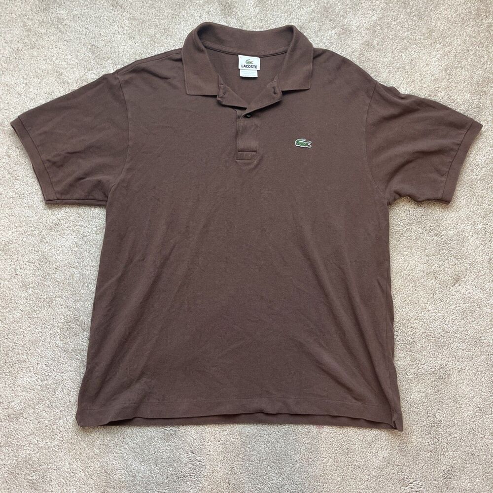 Lacoste Polo Shirt Mens 6 XL Brown Short Sleeve Cotton Pique Classic Preppy Golf